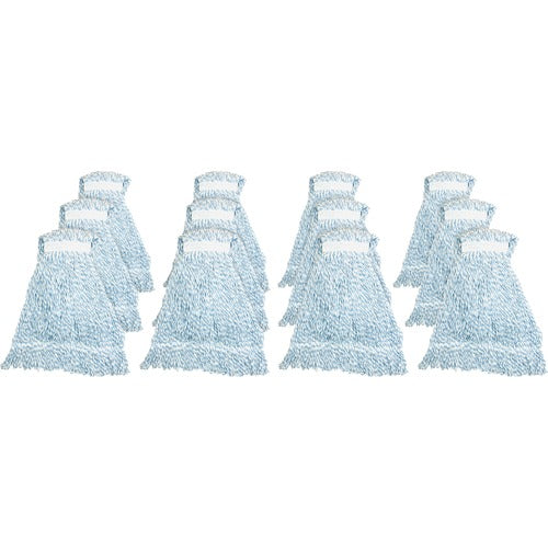 Genuine Joe  Medium Striped Finish Mop Looped, 21oz., 12/CT, Blue/White-GJOMBW1BCT