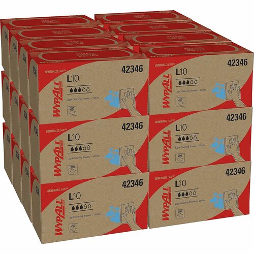 Kimberly-Clark Professional  Wipers, L10, Utility, 2-Ply, 9"x10-1/4", 250/BX, 24BX/CT, WE