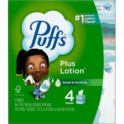 Procter & Gamble Commercial  Facial Tissue, Lotion, 2-Ply, 56-Sheet, 4BX/PK, Multi