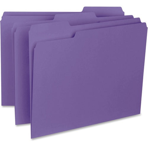 Business Source  File Folder, Interior, Ltr, 1/3" Cut, 100/BX, Purple