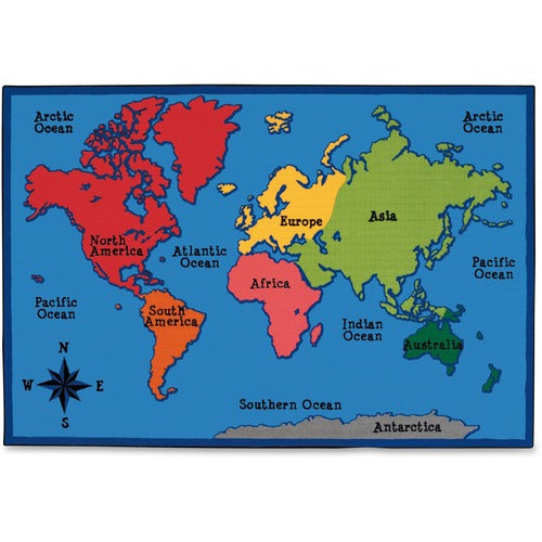 Carpets for Kids  World Map Rug, 8'x12', Rectangle, Multi