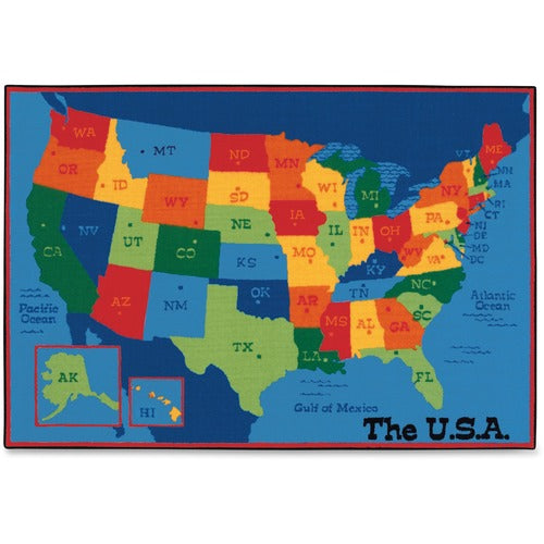 Carpets for Kids  USA Map Rug, 8'x12', Rectangle, Primary AST