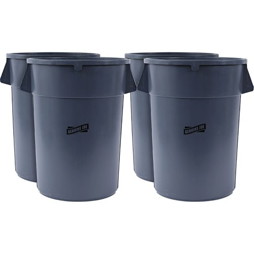 Genuine Joe  Trash Container, Heavy Duty,44 Gal,31.5"x24"x24",4/CT,Gray-GJO11581CT