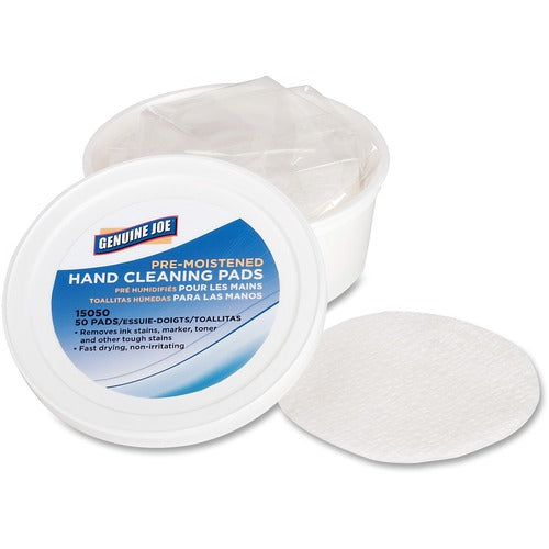 Genuine Joe  Hand Cleaning Pads, Pre-moistened, 3" Diameter, 72/CT-GJO15050CT