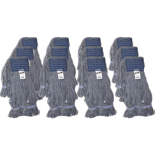 Genuine Joe  Earth Mop Mophead Refill, Large, 12/CT, Blue-GJO20124CT