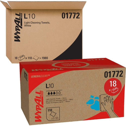 Kimberly-Clark Professional  Wipers, L10, Dairy, 9"x10-1/4", 110/BX, 18BX/CT, WE