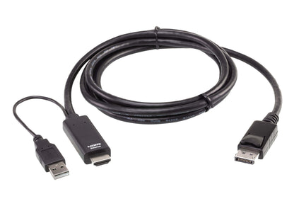 ATEN 2L-7D02HDP video cable adapter 70.9" (1.8 m) HDMI + USB DisplayPort Black