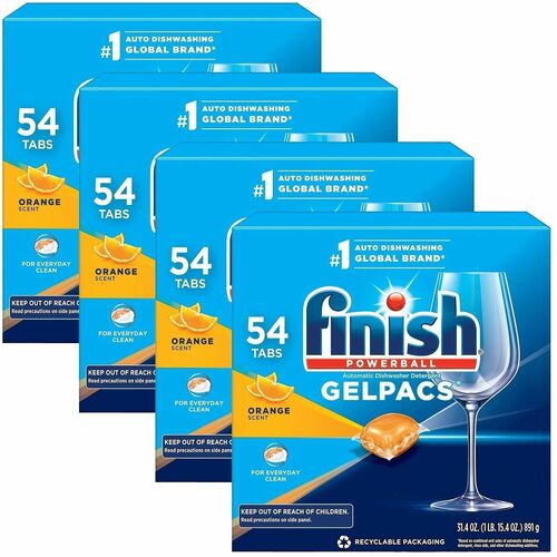 Reckitt Benckiser  Dish Detergent,Gelpacs,Orange,34.8 oz.,54/BX,4BX/CT, Multi