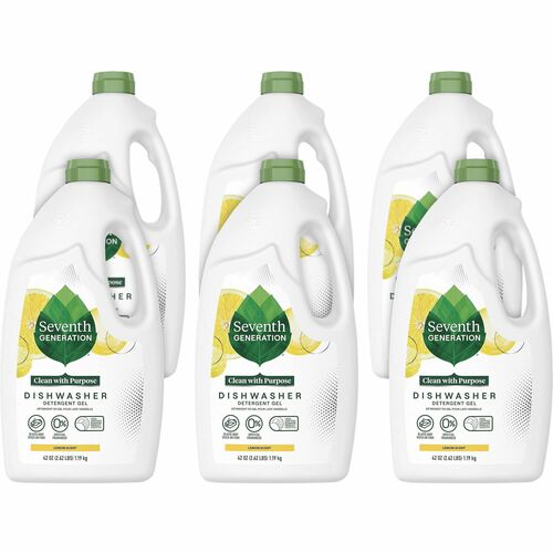Seventh Generation  Dishwasher Detergent Gel, Natural, 42oz., 6/CT, Lemon Scent