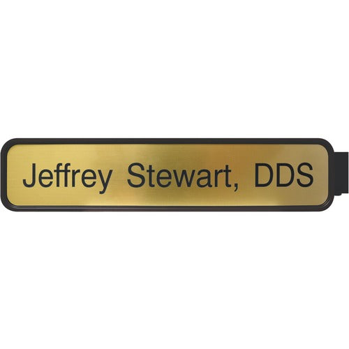 Shachihata Inc  Double-Sided Corridor Sign, 2'x10", Brown Frame