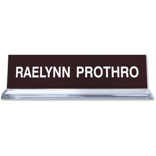 Shachihata Inc  Acrylic Base Desk Sign, 2"x8", Clear Frame