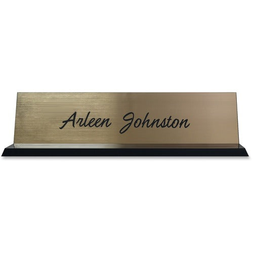 Shachihata Inc  Acrylic Base Desk Sign, 2"x8", Black Frame