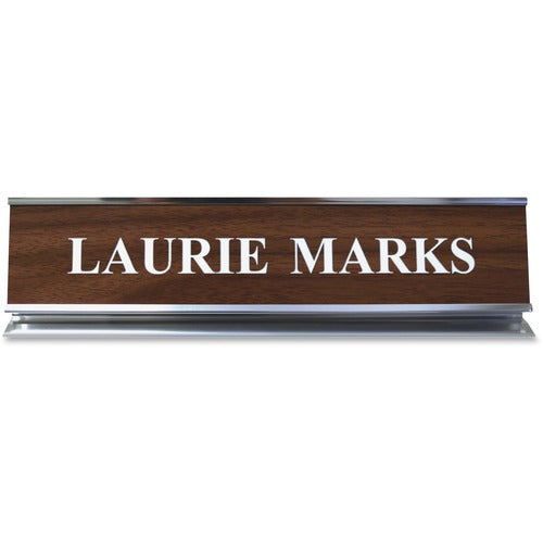 Shachihata Inc  Pedestal Aluminum Desk Sign, 2"x10", Silver Frame