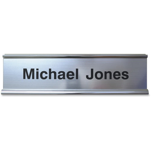 Shachihata Inc  Sign,Desk,2-Sided,Easel-Style,Aluminum,2"x8",Silver