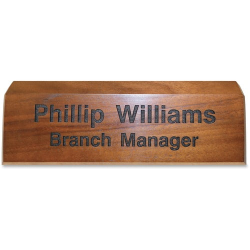 Shachihata Inc  Engraved Desk Sign, 2"x8", Walnut