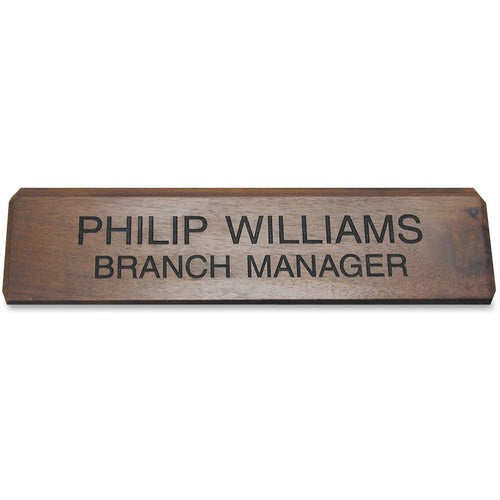 Shachihata Inc  Engraved Desk Sign, 2"x10", Walnut