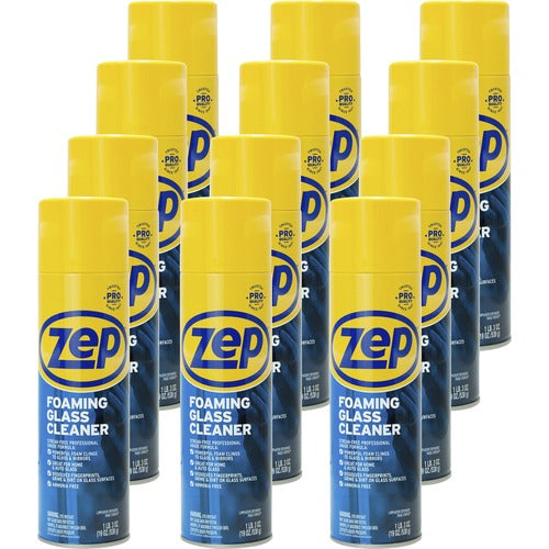 Zep Commercial  Foaming Glass Cleaner, 19oz., 12/CT, Blue