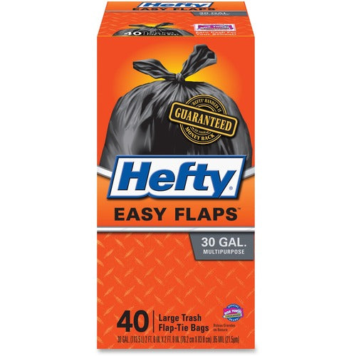 Reynold Food Packaging  Easy Flaps Trash Bags,30Gal,30"x33",0.85mil,40/BX,6BX/CT,BK