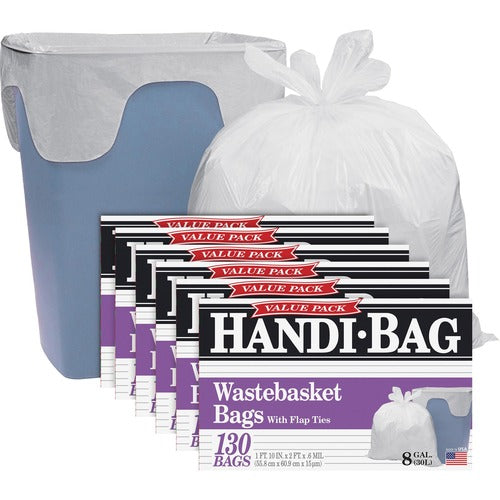Webster  Trash Bags, 8 Gallon, .6 mil, 21-1/2"x24",130/BX,6BX/CT,WE