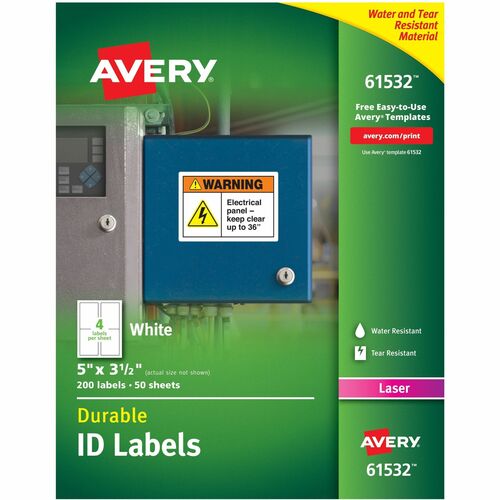 Avery  Durable ID Labels, 200/BX, White