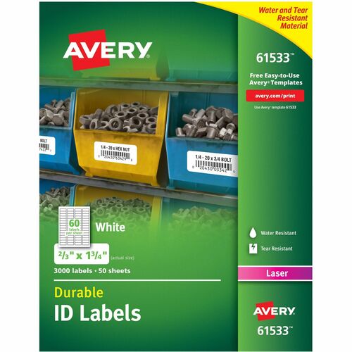 Avery  Durable ID Labels, 3000/BX, White