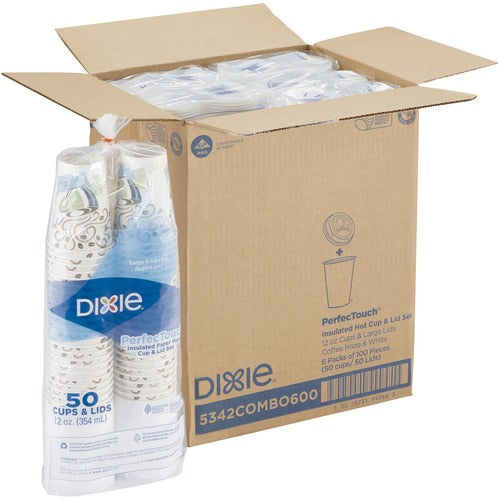 Dixie Foods  Cup/Lid Combo, Nonslip, 12oz, 50/PK, 300/CT, WE-DXE5342COMBO6CT
