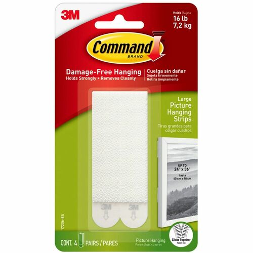 3M  Hanging Strips,Large Picture, Holds 4lb., 8/PK, WE