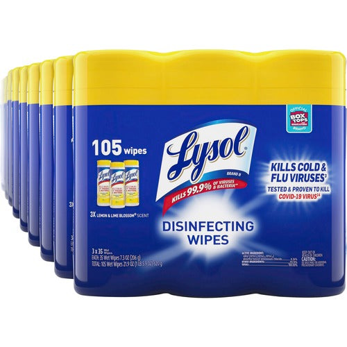 Reckitt Benckiser  Disinfecting Wipes,Lemon/Lime Blossom,35Wipes,3Can/PK,4PK/CT