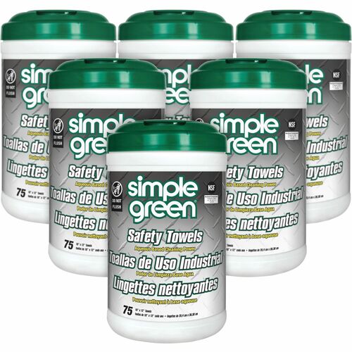 Simple Green  Multipurpose Cleaning Towels,10"x11-3/4, 75 Wipes, 6/CT, WE