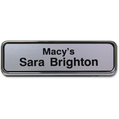Shachihata Inc  Name Badge, 1"x3", Silver Frame