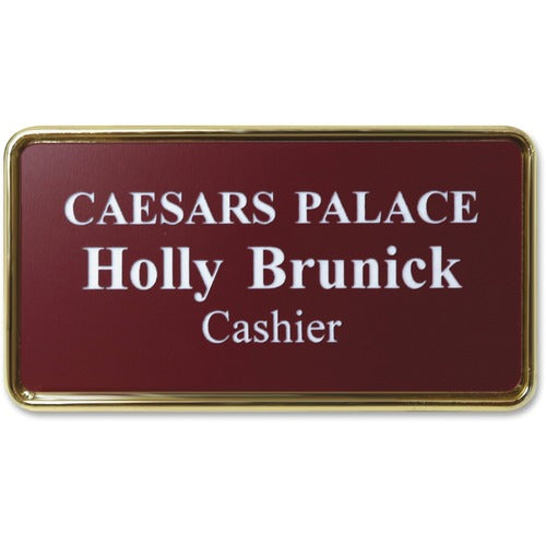 Shachihata Inc  Name Badge 1-1/2"x3", Gold Frame
