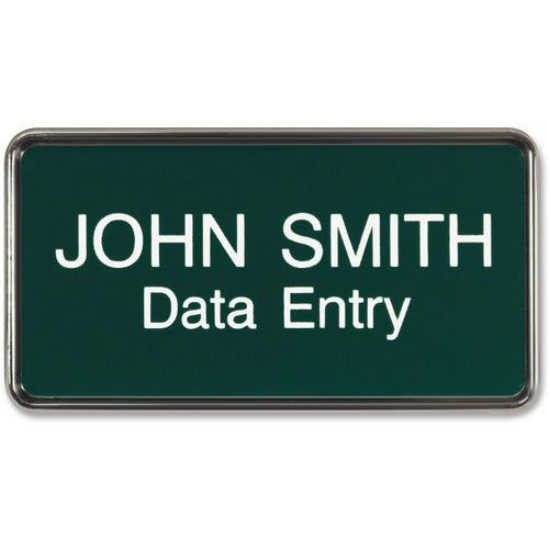 Shachihata Inc  Name Badge, 1-1/2"x3", Silver Frame