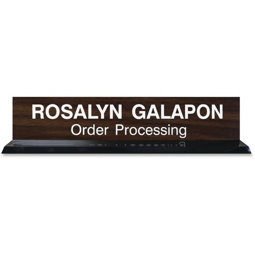 Shachihata Inc  Acrylic Base Desk Sign, 2"x10", Black Frame