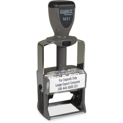 Shachihata Inc  ClassiX Self-Inking Steel Message Stamp, 1-1/8"x1-5/8", Ast