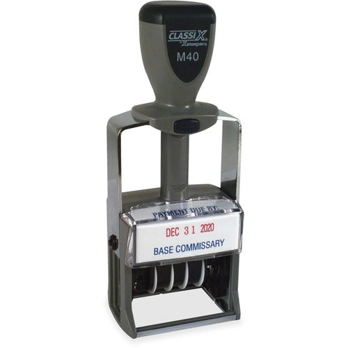 Shachihata Inc  ClassiX Self-Inking Steel Date Stamp, 15/16"x1-9/16", Ast