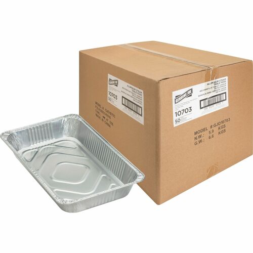 Genuine Joe  Disposable Aluminum Pan, Full-Size, 280 oz., Cap, 50/CT, SR-GJO10703