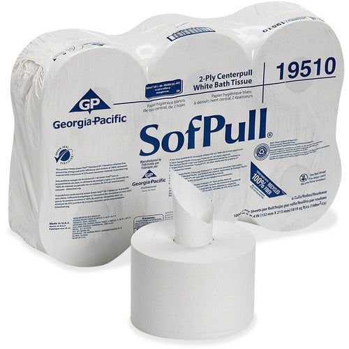 Georgia-Pacific  Softpull Bath Tissue,Centerpull, 2-Ply,1000Shts, 6RL/CT, WE-GPC19510