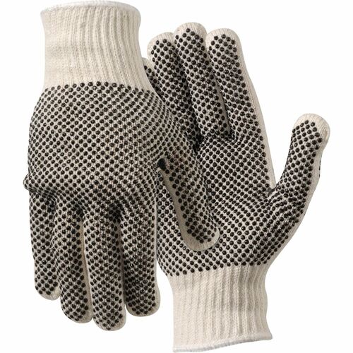 MCR Safety  Work Gloves, PVC Dots On Both Sides, Large, White