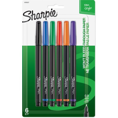Newell Brands  Sharpie Pen, Permanent, Fine Point, 6/PK, Assorted