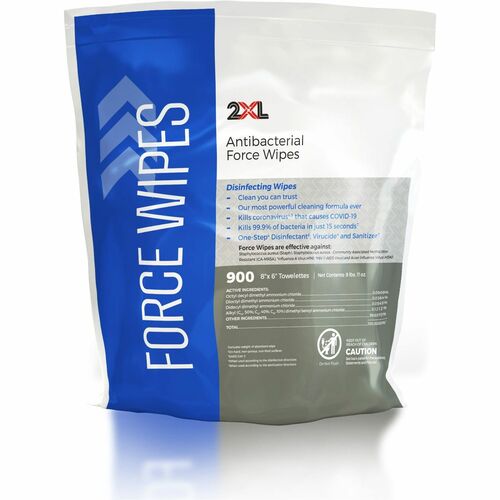 2XL CORP  Wipes, f/Antibacterial Force Bucket, 900Shts/BG, 6"x8", WE
