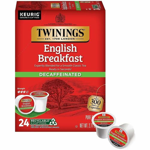 Twinings  Tea,Decaf,English Breakfast,Black,K-Cup,24/BX