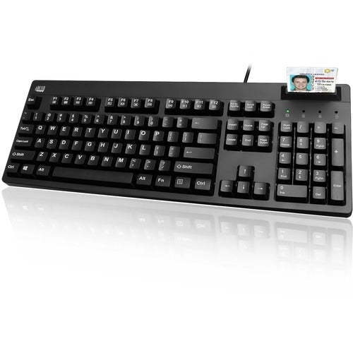 Adesso  Keyboard,SmartCard,Antimicrob,104Keys,Wired,17.7"x6.5"x1",BK