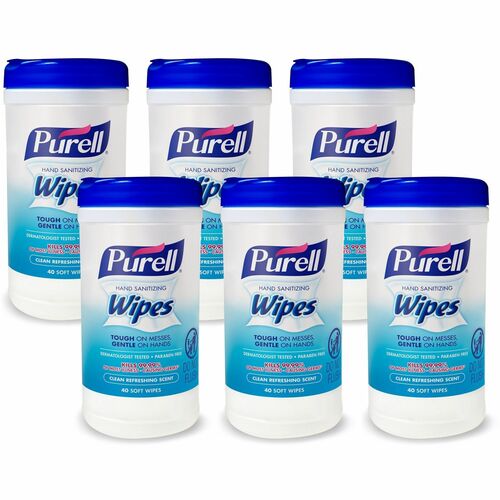 Gojo  Hand Sanitizing Wipes, 40Shts, 6/CT, White-GOJ912006CMRCT