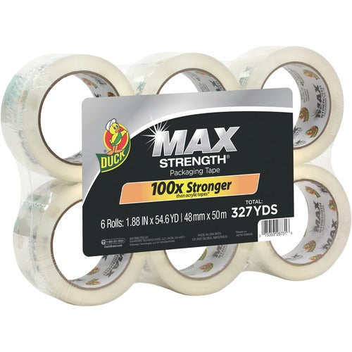 Duck Brand  Packing Tape, Max Strength, 1.88"x54.6 Yd, 6/PK, Clear-DUC241513