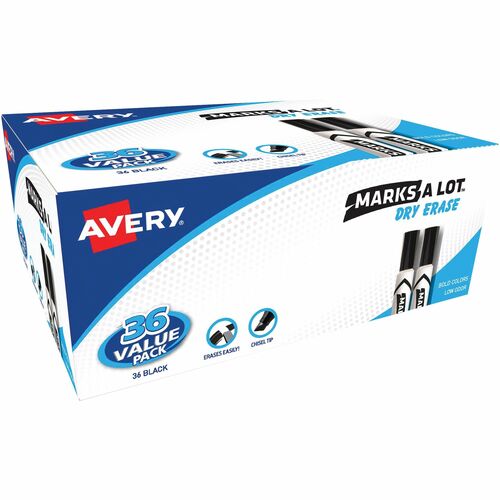 Avery  Dry-erase Markers, Desk Style, Chisel Tip, 36/BX, Black Ink