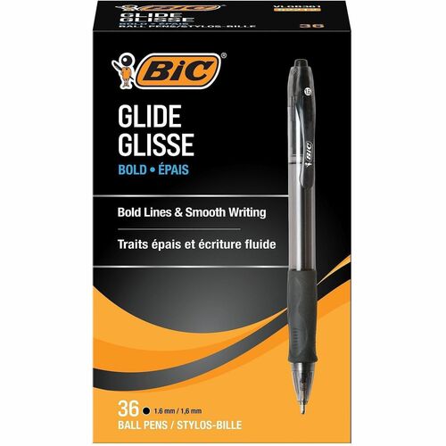 Bic  Ballpoint Pens, Retractable, 1.6mm, 36/BX, BK Ink/Barrel