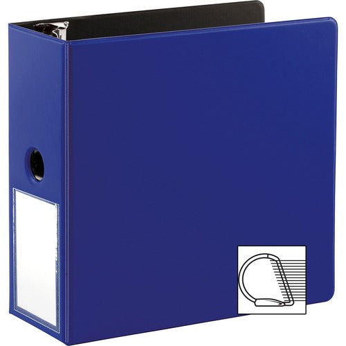 Business Source  Binder w/Label Holder, Slanted D-Ring, 5" Cap, Navy