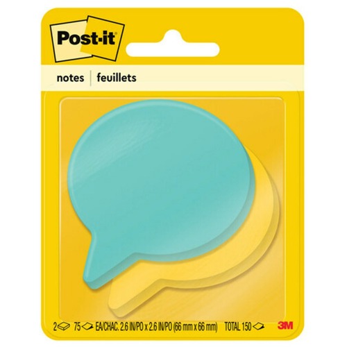 3M  Super Sticky Die Cut Notes, 2/PK, Blue/Yellow