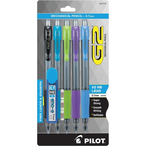 Pilot  Mechanical Pencil, G2, No. 2, 0.7mm, 5/PK, Assorted