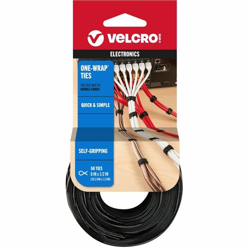Velcro Industries  Thin Ties, 5"x8", 50/PK, Black